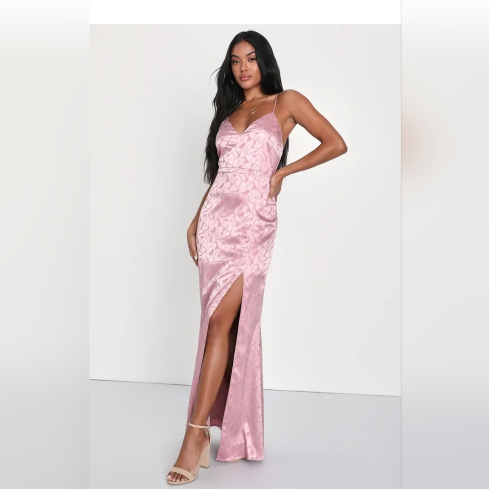 Lulus Elegant Pink Satin Evening Dress
